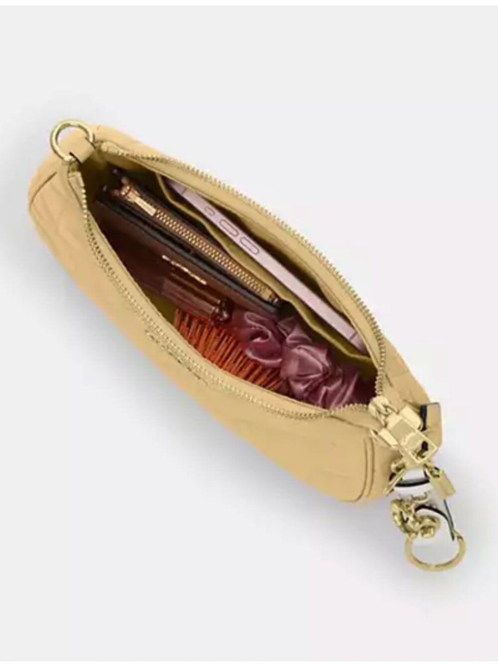 Coach Teri Shoulder Bag With Quilting Crinkle Leather Gold Soft Yellow NWT - Picture 12 of 13